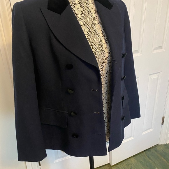 Jones New York virgin wool & velvet Women's Double-Breasted blazer 6 petite - Picture 6 of 11